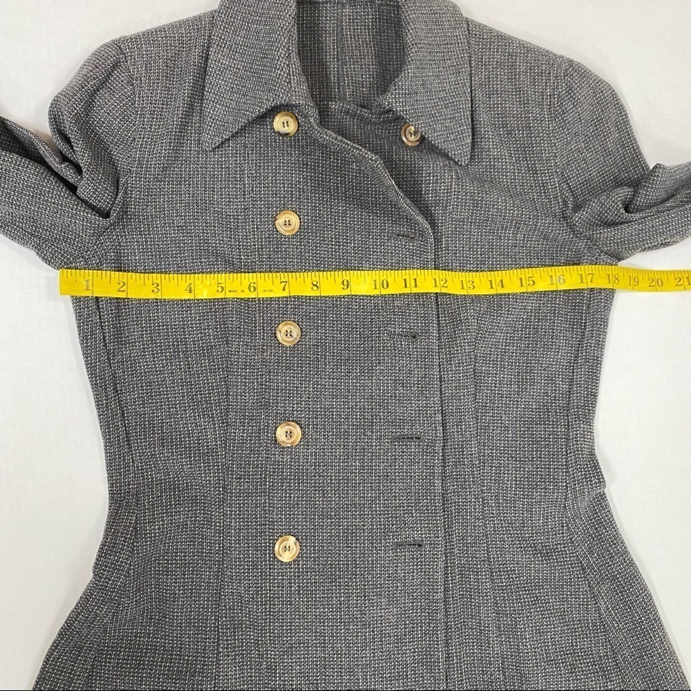Vintage Giorgio Armani Giacca Donna Double Breasted Charcoal Gray Knit Blazer - Picture 7 of 13